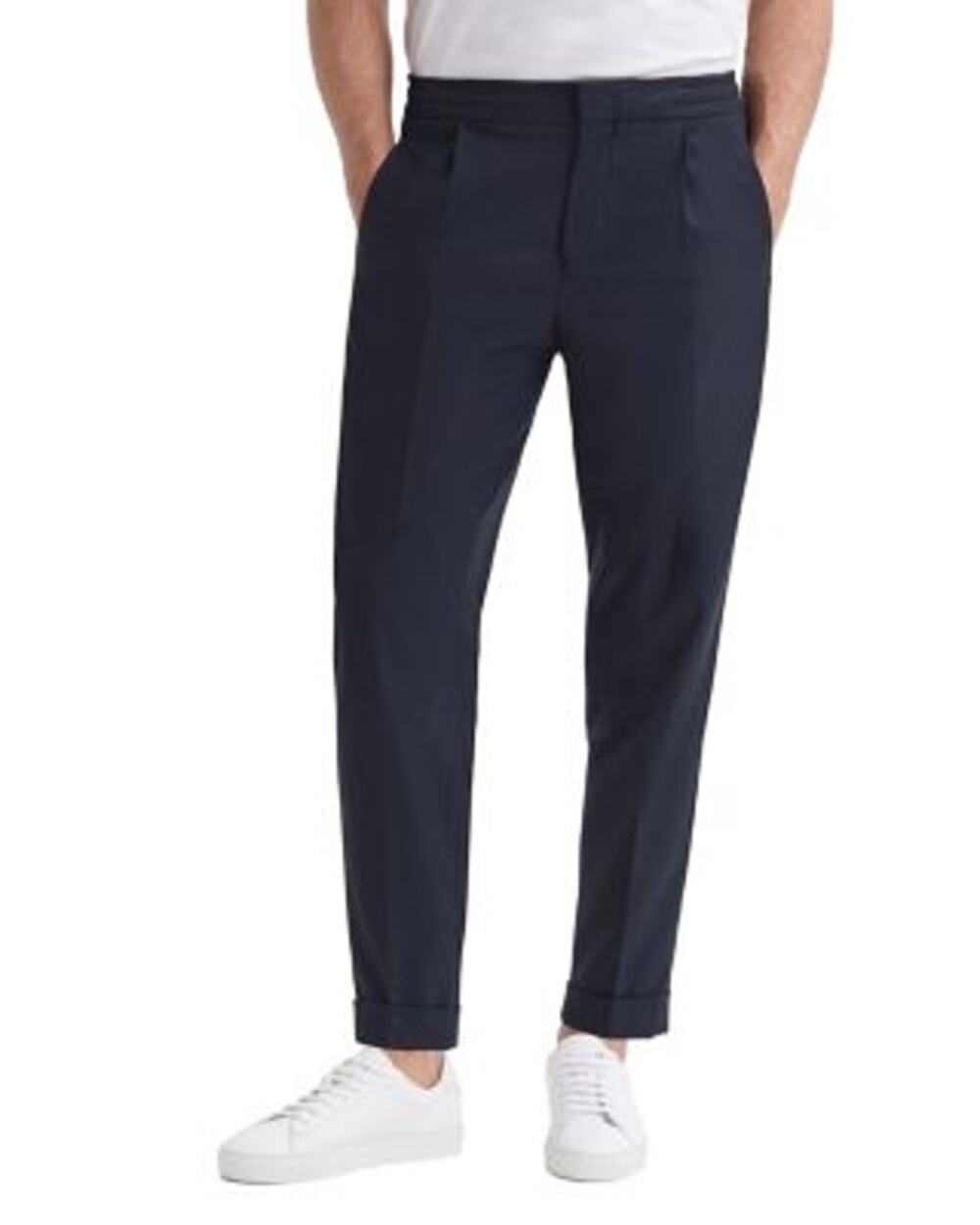 Reiss Brighton Relaxed Fit Pleated Pants Sz 34 Navy Work Classic
